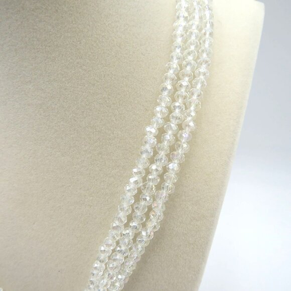 Crystal Beaded Necklace 16" Multi Layered Faceted Bead Rhinestone Magnetic Clasp - Picture 4 of 7